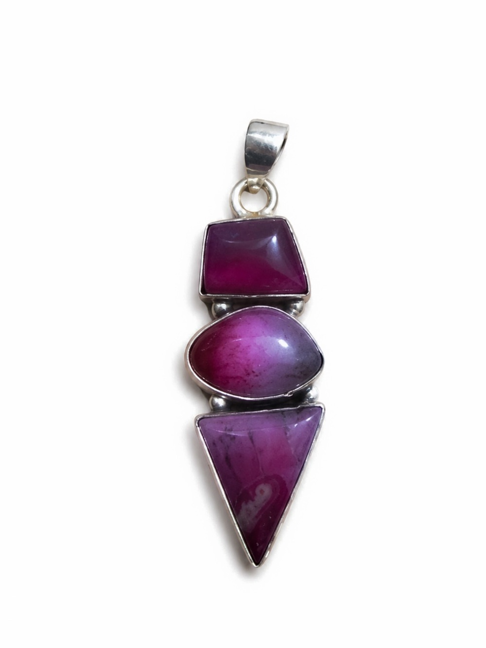 Sterling Silver Purple Gemstone Trio Pendant - Women Jewelry